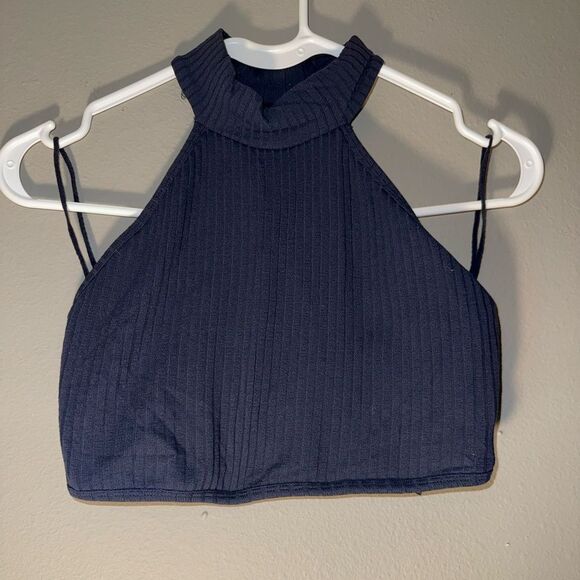 Free people movement Midnight Blue Ribbed Tank Top Small - Picture 1 of 5